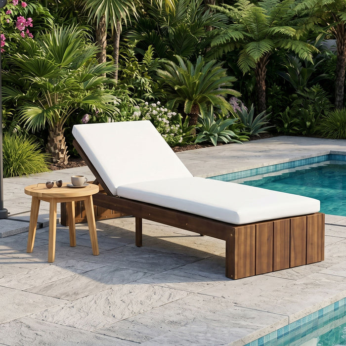 Adjustable Outdoor Chaise Lounge Patio Recliner With Removable Cushion