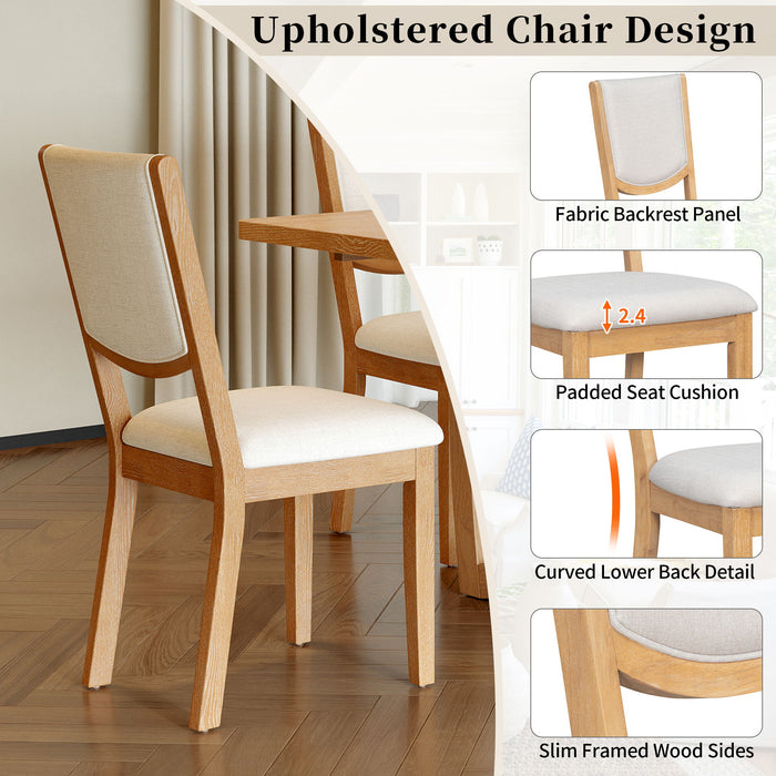 Rectangular Extendable Dining Table Set With 6 Upholstered Chairs