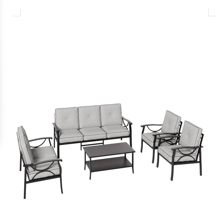 Patio Furniture Set & Coffee Table And Cushions For Backyard