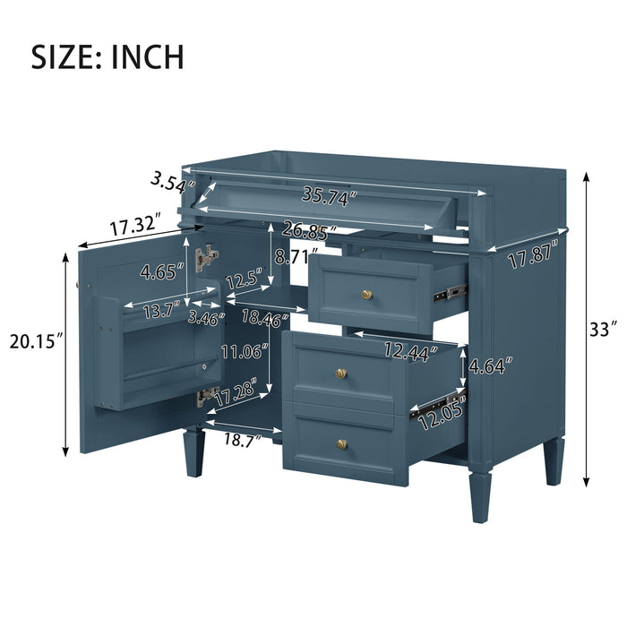 Bathroom Vanity With 2 Drawers And Tip-Out Drawer, Storage Cabinet