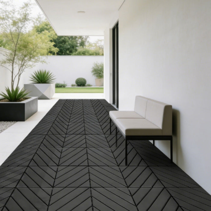 Interlocking Decking Tiles, Waterproof Outdoor Indoor Flooring (Set of 44) - Dark Gray
