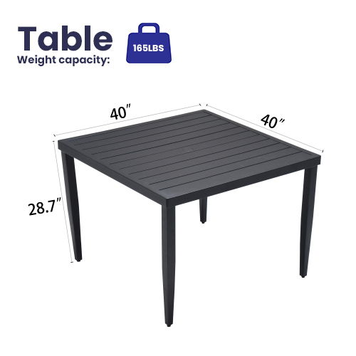 Outdoor Patio Dining Table With Tapered Feet & Umbrella Hole