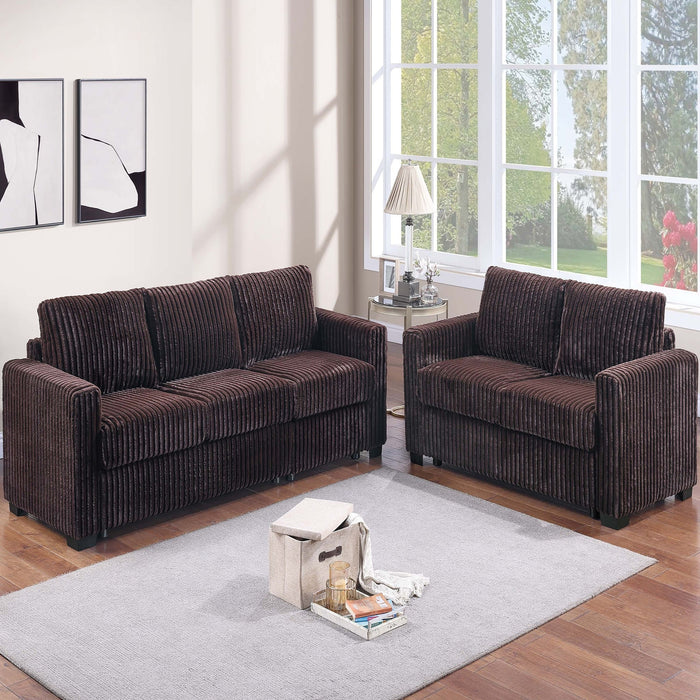 2 Piece Contemporary Style Sofa Set With Matching Pillows