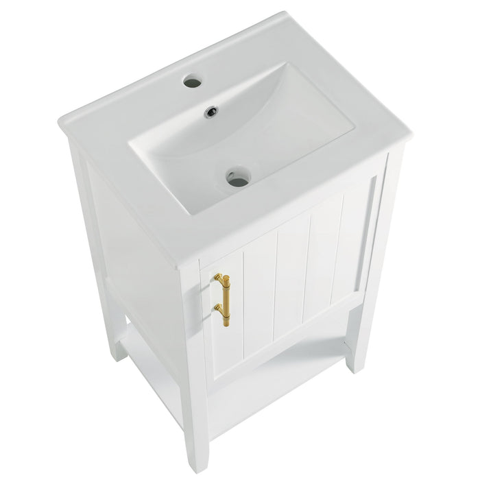 Modern Bathroom Vanity With Sink, Soft-Closing Door And Open Shelf