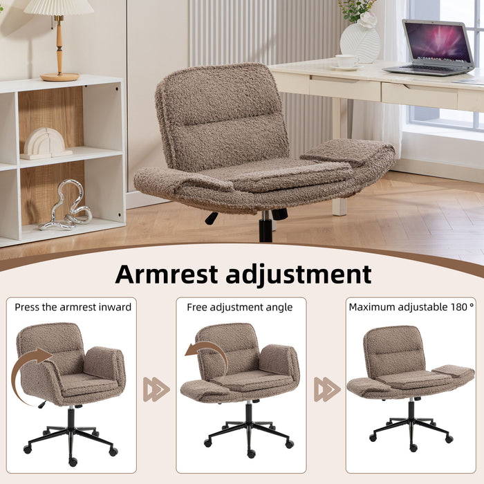 Criss Cross Swivel Desk Chair With Adjustable Armrests & Wheels For Home Office