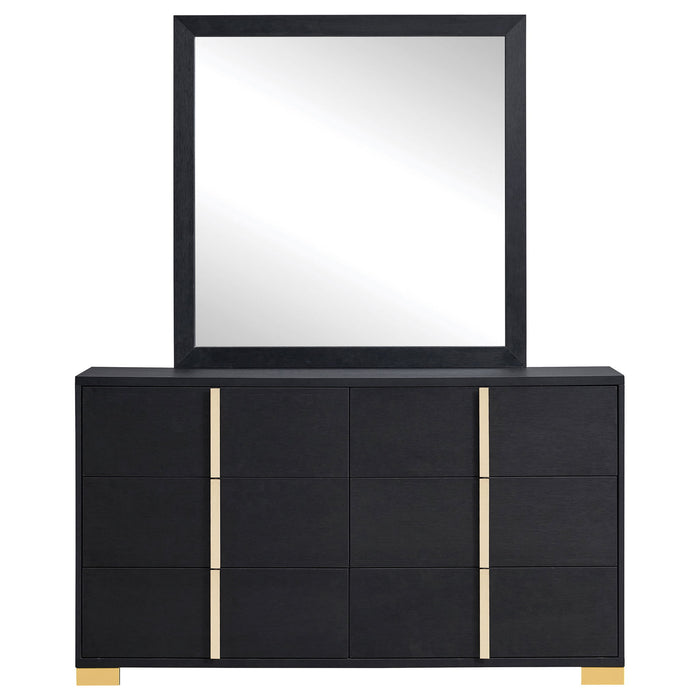 Jeremiah - 6 Drawer Dresser With Mirror - Black