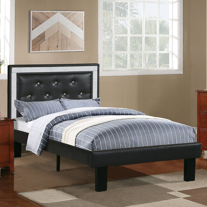 Glamours Style Bed With Diamond Tufted Padded Headboard