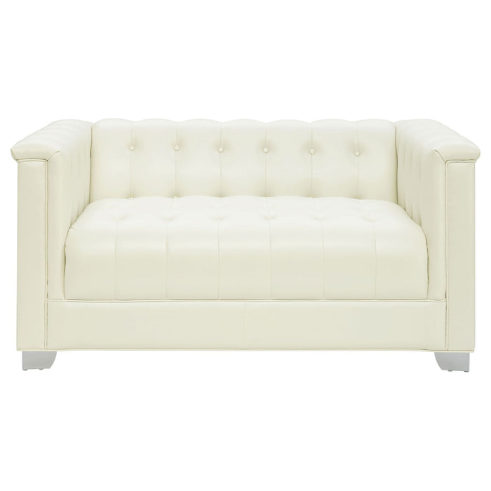 Earline - Upholstered Track Arm Loveseat - White
