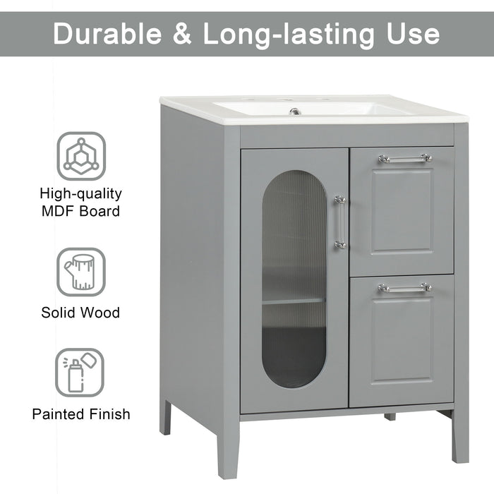 Modern Bathroom Vanity With Sink, Cabinet With 2 Drawers And Door, Adjustable Shelf