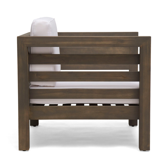 Outdoor Acacia Wood Patio Chair With Fabric Cushion