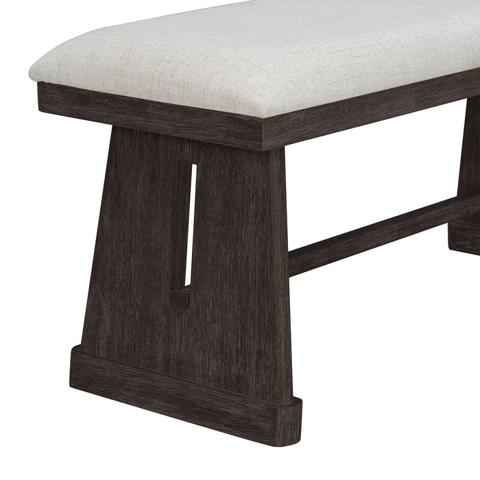 Dining Set With Rectangular Table, 4 Upholstered Chairs & 1 Padded Bench