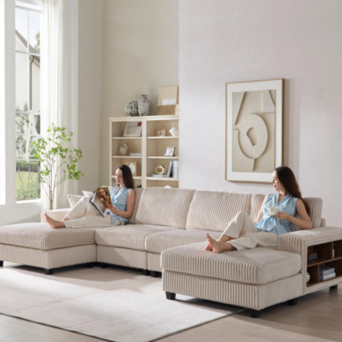 U-Shaped Convertible Sofa, 4 Seater Large Living Room Lounge