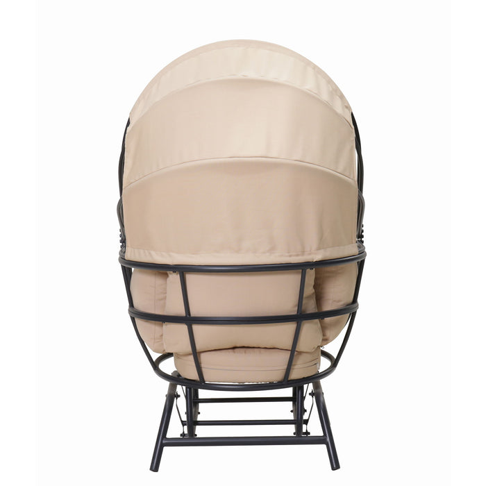 Egg Chair With Cushion And Retractable Canopy - Black / Taupe