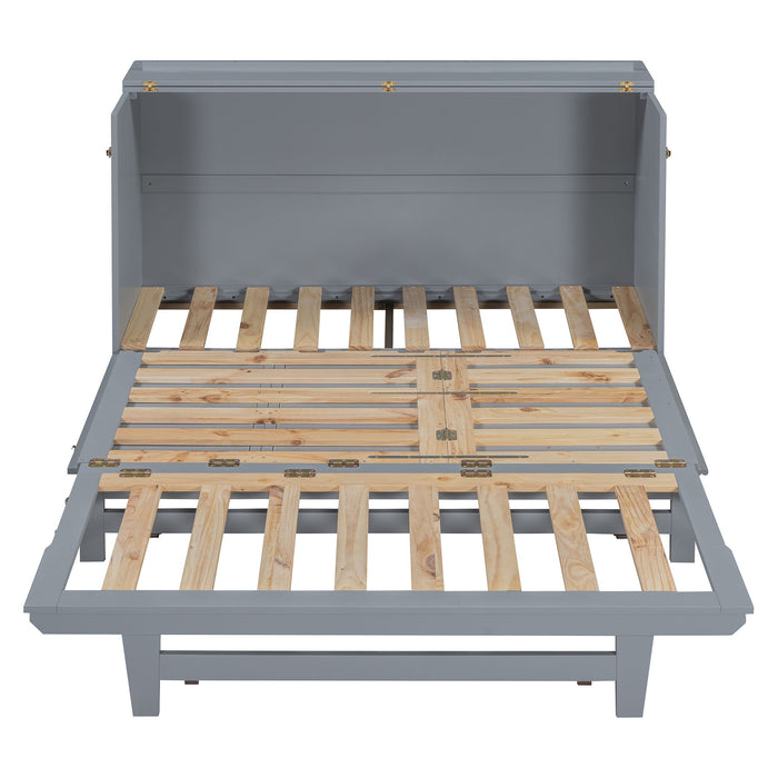 Murphy Bed With Frosted Glass Doors Design, Fake Drawers, Metal Legs