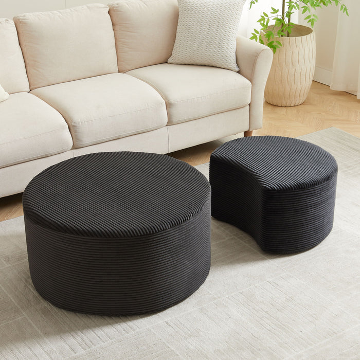 Modern Upholstered Round Coffee Table For Living Room (Set of 2)