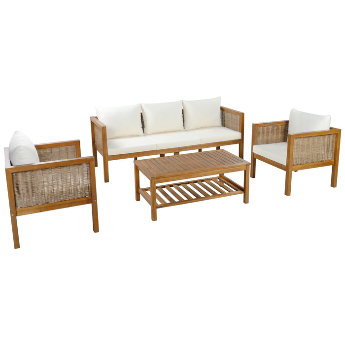 Patio Set Outdoor With Coffee Table And Cushions