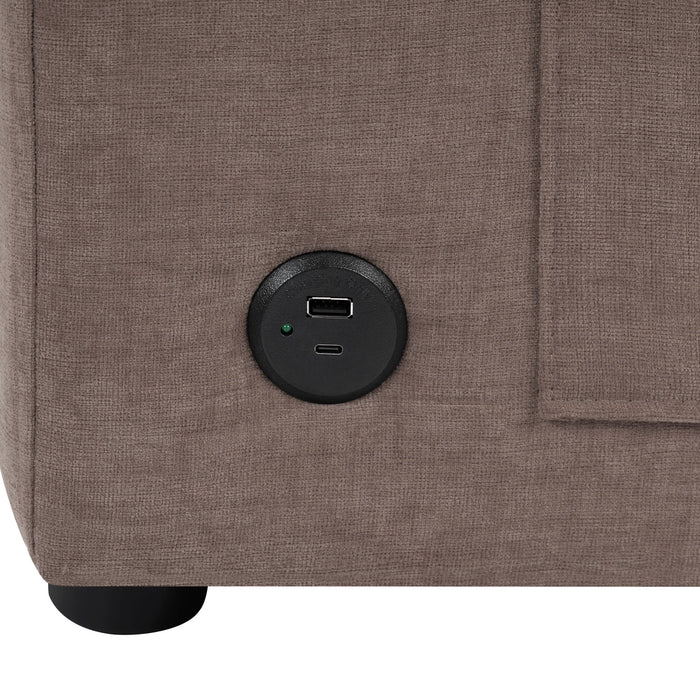 Modern L-Shaped Sectional Sofa With Curved Chaise, USB Ports, And Side Storage Pockets