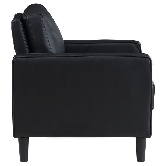 Weld 3 Piece Upholstered Track Arm Sofa Set - Black