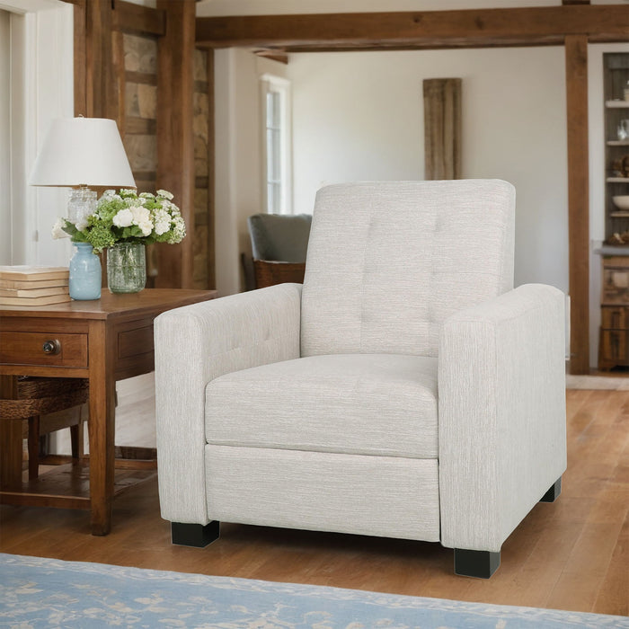 Contemporary Recliner Chair With Push Back Function And Birchwood Legs
