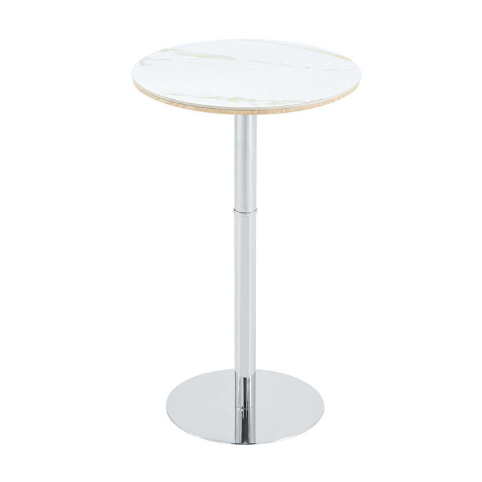 Circular Bar Table - White / Silver