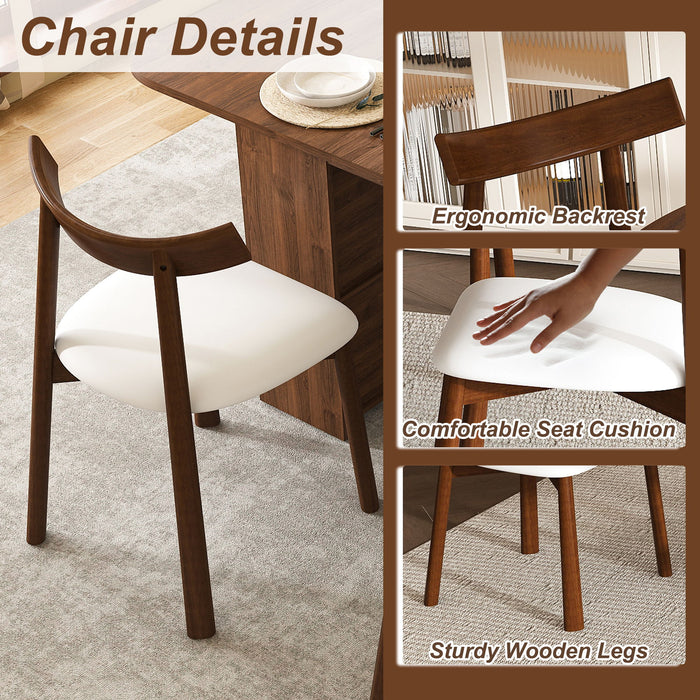 Dining Set With 4 Chairs, Table With Drawers & Open Shelf - Walnut