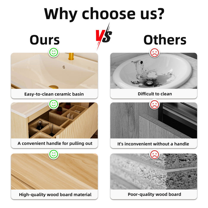 Wall Mounted Floating Bathroom Vanity With Sink And Drawers