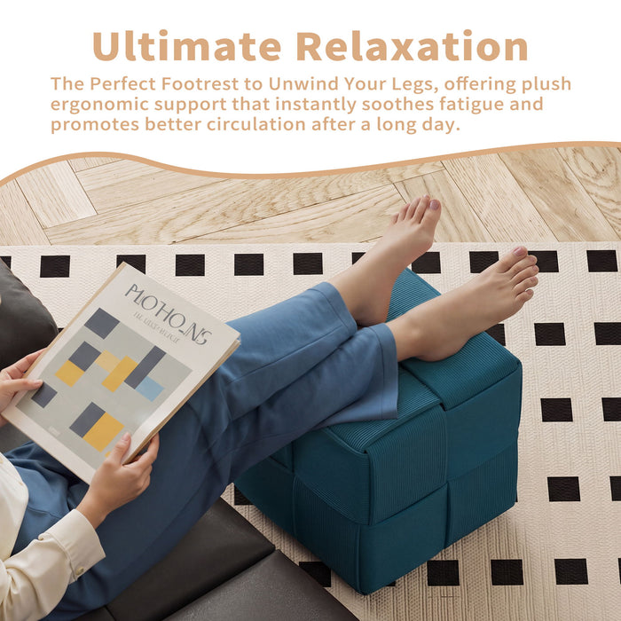 Modern Ottoman Foot Rest With Woven Design