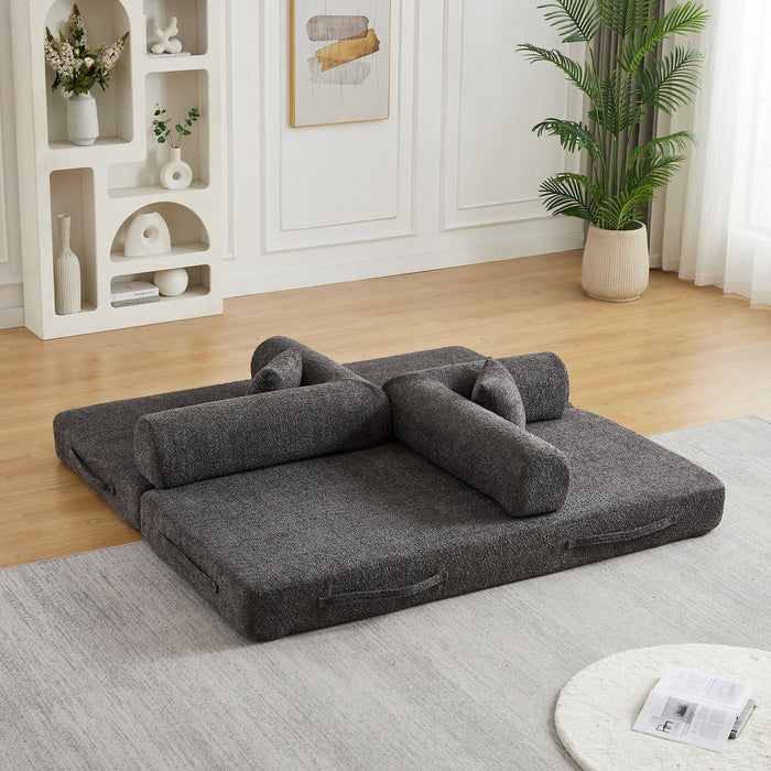 Convertible Sleeper Sofa Bed With Cylindrical Pillow