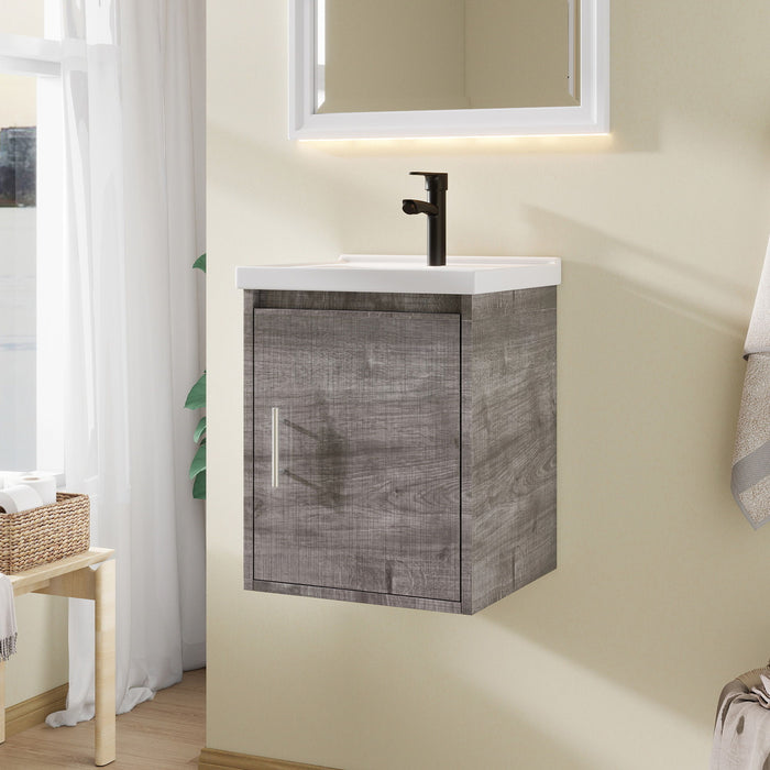 Floating Bathroom Vanity Combo, Wall Mounted Cabinet With Sink & Soft Close Doors For Small Bathrooms