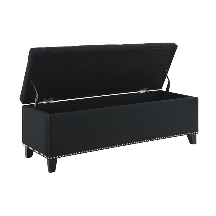 Button-Tufted Storage Ottoman With Safety Close Hinge