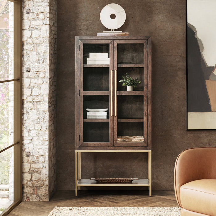 Freemont - Solid Wood Tall Cabinet - Kona Brown