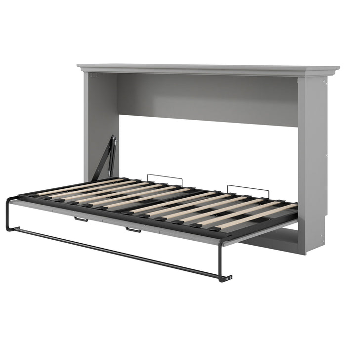 Twin Size Murphy Bed With Cabinet Storage - Gray