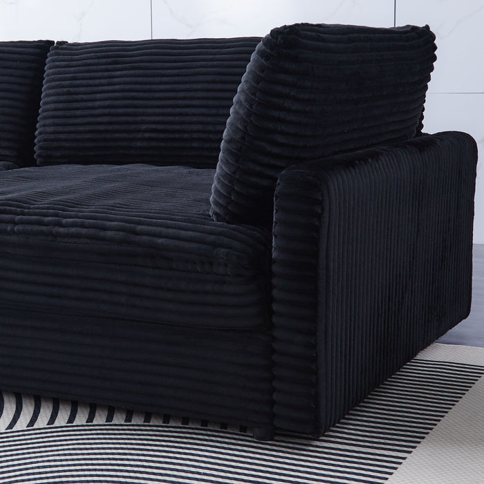 Elegant Corduroy Sofa With Throw Pillows And Backrests