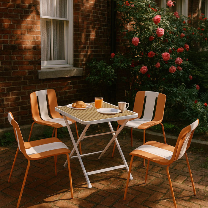 Modern Striped Blocking Single Chairs, Waterproof And Fade Resistant (Set of 4)