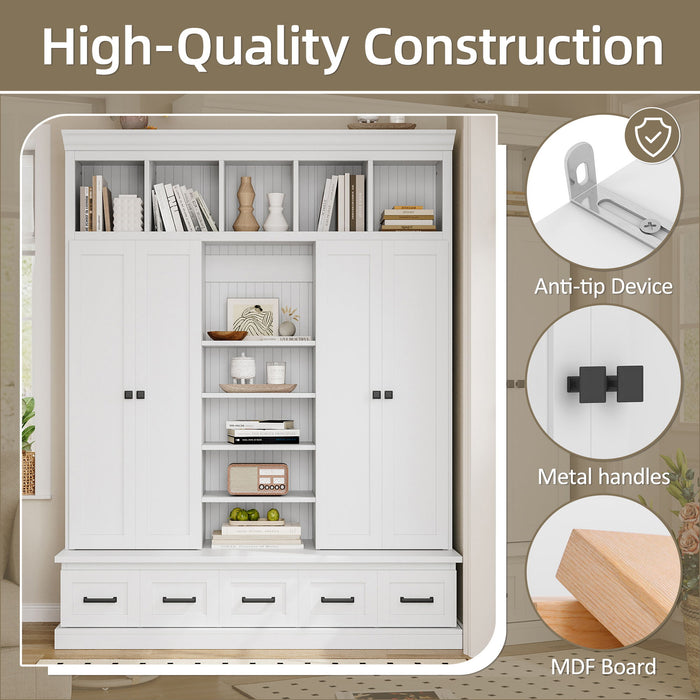 Hall Tree & Bench And 5 Storage Cubbies