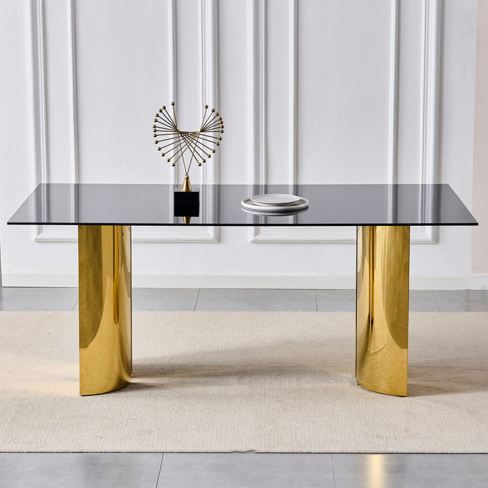 Rectangular Dining Table - Gold / Black