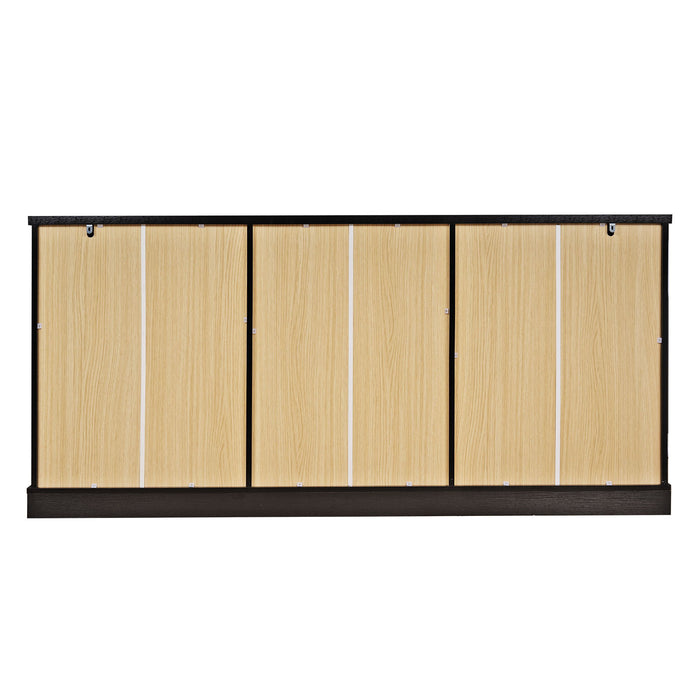 Modern Arched Glass Sideboard With 6 Doors, Buffet Cabinet With Storage And Adjustable Shelves