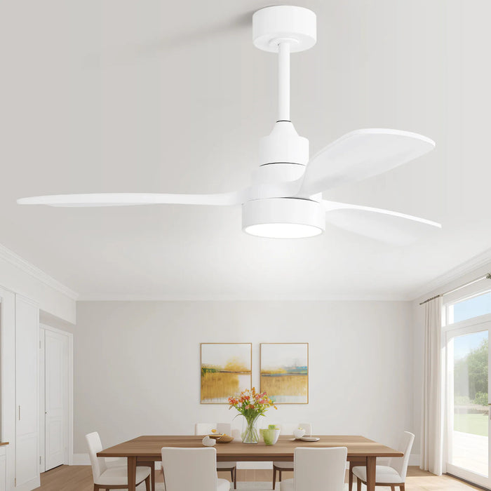 48" Ceiling Fan With Dimmable 3Cct LED Light, DC Motor, Reversible - White