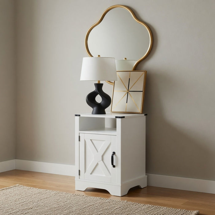 Farmhouse Nightstand, Charging Station & Storage