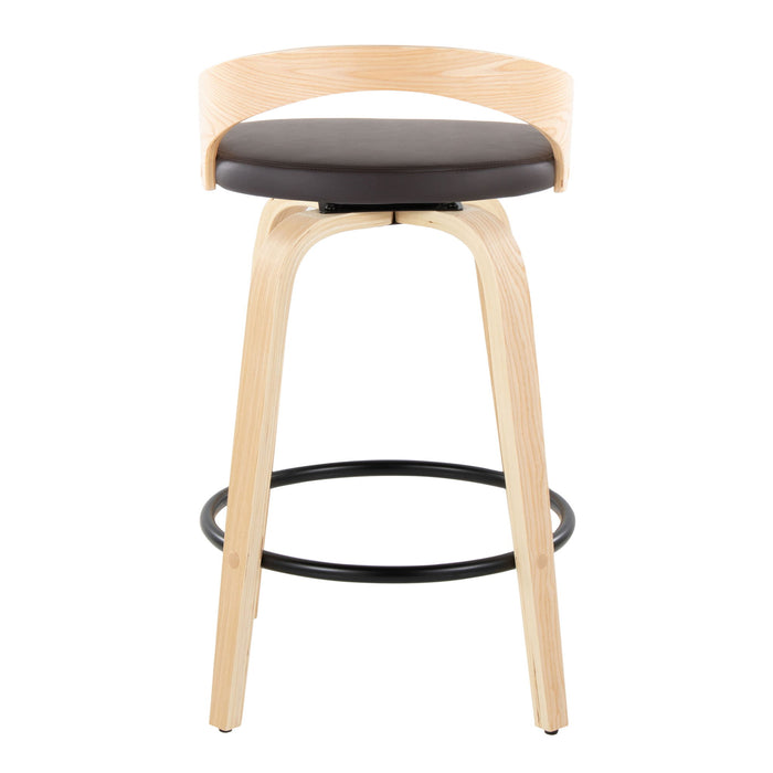 Grotto - Mid-Century Modern Fixed Height Counter Stool Swivel &h Round Footrest