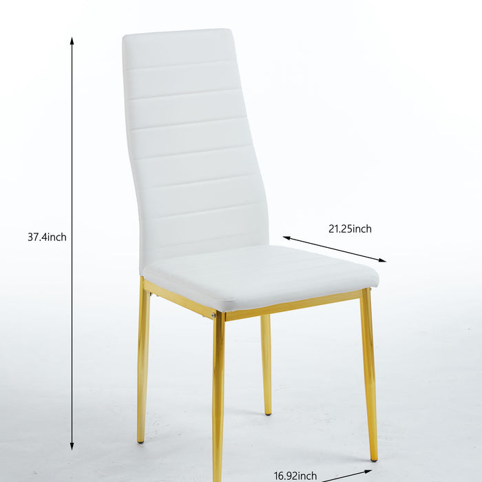 Dining Chair (Set of 4) - Gold / White
