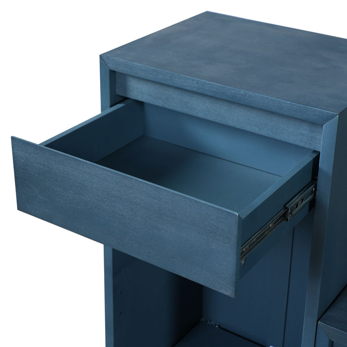 Entryway Storage Bench With Cushion, Drawers & Open Shelves