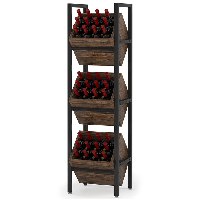 3 Tier Basket Stand With Angled Baskets, Vertical Storage Tower For Kitchen - Black