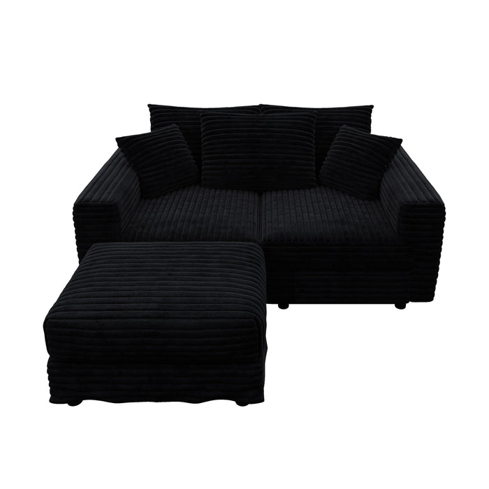 Convertible Deep Seat Sofa With Soft Pillows And Ottomans