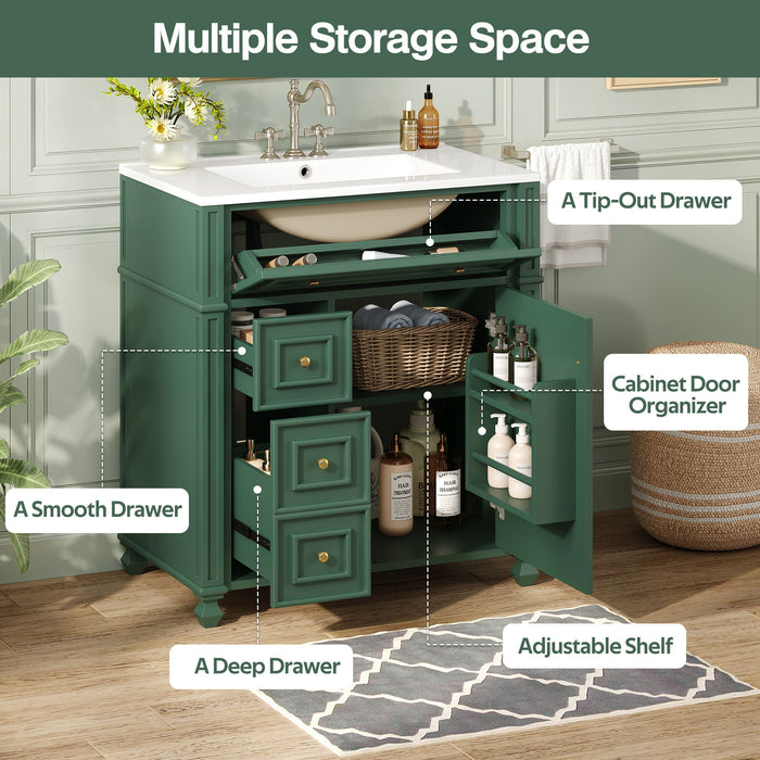 Bathroom Vanity Cabinet With Sink, Soft Close Doors With Door Organizer