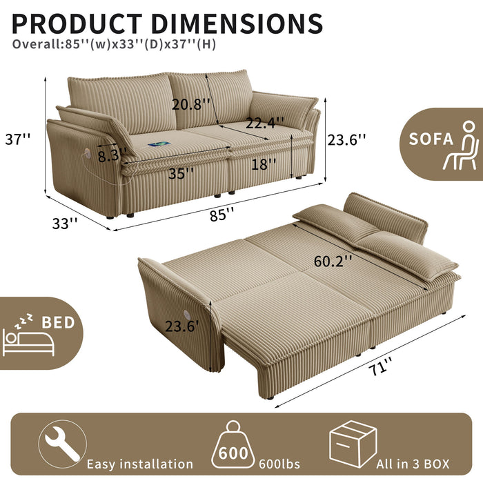 2 In 1 Convertible Sofa Bed, Multi Functional Living Room Furniture