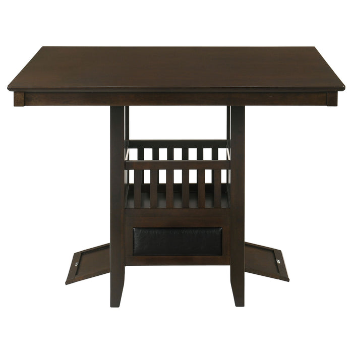 Finley - Square Counter Table With Storage Pedestal Dining Table - Espresso