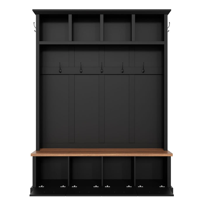 Hall Tree With Storage Bench Mudroom Coat Rack With 6 Hooks