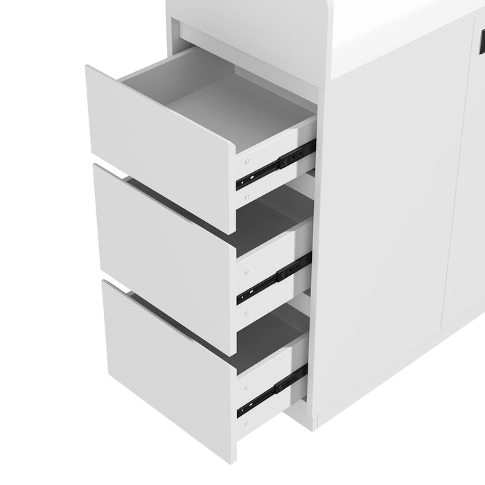Pantry Cabinet With Hydraulic Flip Top And USB Charging Port