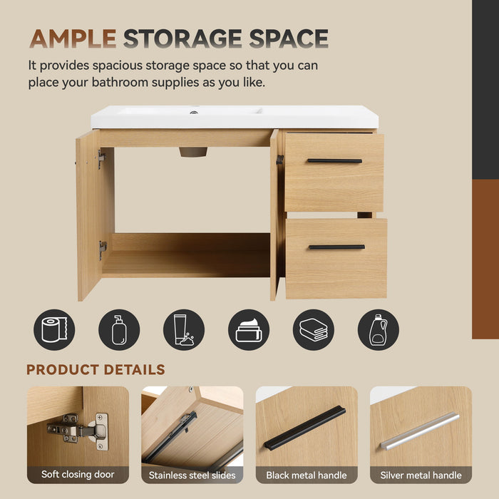 Wall Mounted Floating Bathroom Vanity With Sink, Door & Drawers Modular Cabinet